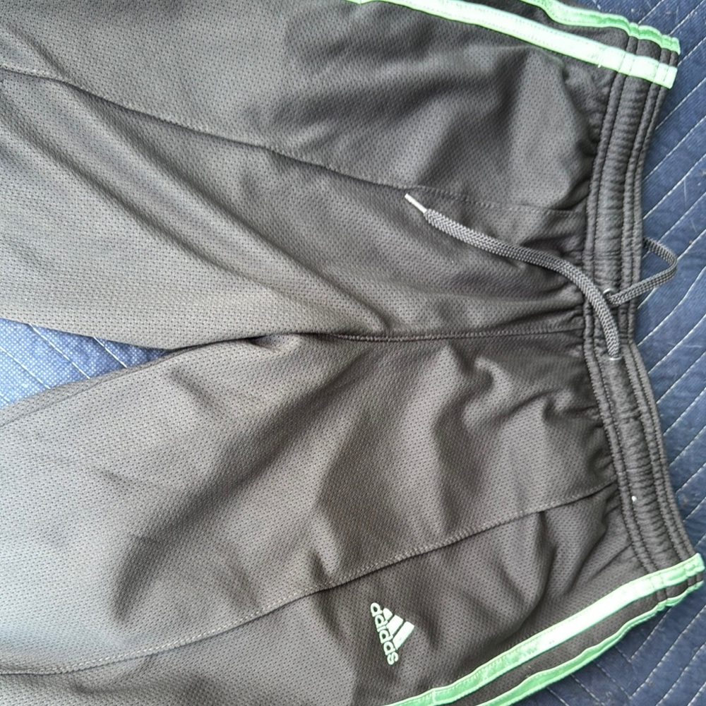 Adidas Women’s Black Joggers with Green Stripes